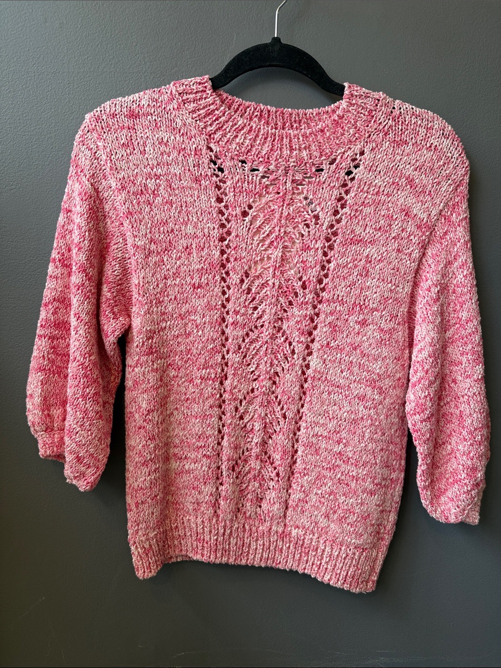 La Maille Sézane Women’s Chunky Knit Openwork Pullover Sweater - Pink